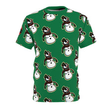 Load image into Gallery viewer, crazy snowman wrapping paper style Unisex Cut & Sew Tee (AOP)