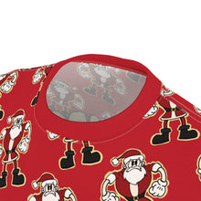 Load image into Gallery viewer, angry santa wrapping paper style Unisex Cut & Sew Tee (AOP)