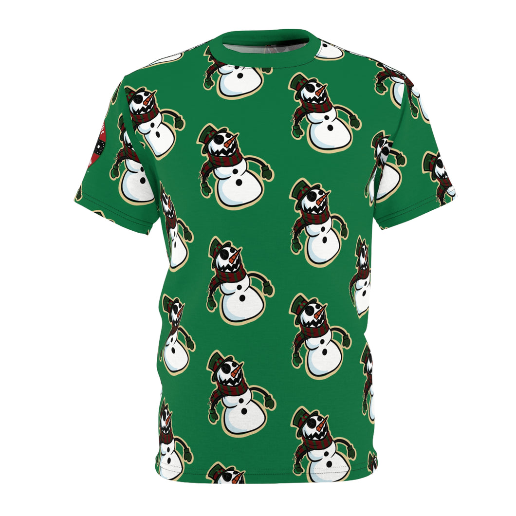 crazy snowman wrapping paper style Unisex Cut & Sew Tee (AOP)