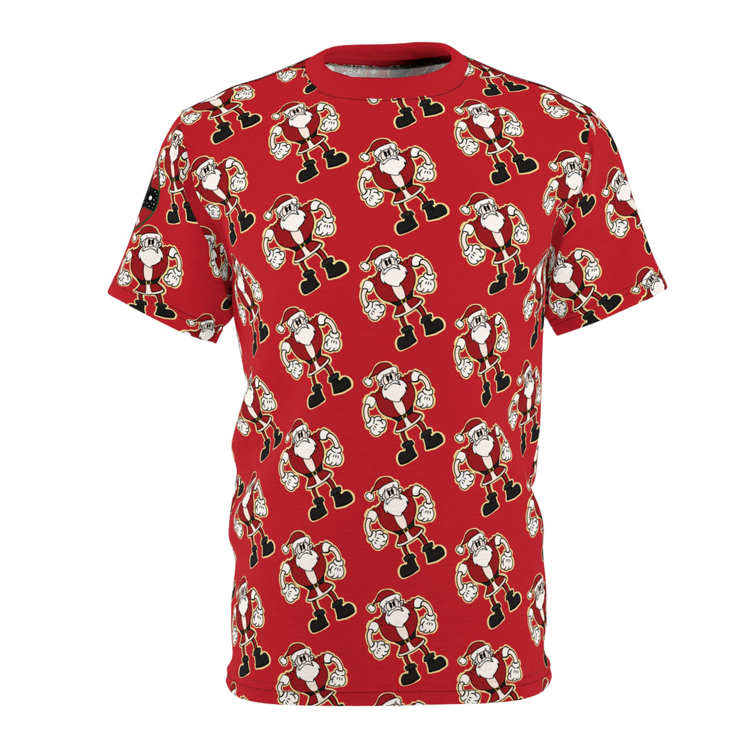 angry santa wrapping paper style Unisex Cut & Sew Tee (AOP)
