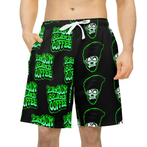 random coffee green Athletic Long Shorts (AOP)