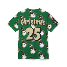 Load image into Gallery viewer, crazy snowman wrapping paper style Unisex Cut &amp; Sew Tee (AOP)
