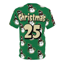 Load image into Gallery viewer, crazy snowman wrapping paper style Unisex Cut &amp; Sew Tee (AOP)
