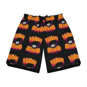 Random Brand graffiti Fun Basketball Rib Shorts - Trendy Activewear, Summer Sportswear, Casual Athleisure, Perfect for Basketball Enthusiasts, Gift Idea