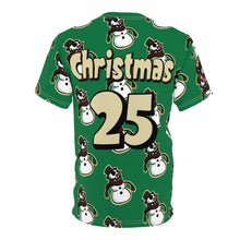 Load image into Gallery viewer, crazy snowman wrapping paper style Unisex Cut &amp; Sew Tee (AOP)

