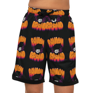 Random Brand graffiti Fun Basketball Rib Shorts - Trendy Activewear, Summer Sportswear, Casual Athleisure, Perfect for Basketball Enthusiasts, Gift Idea